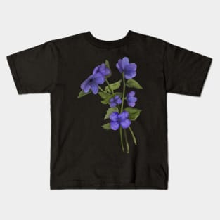 Bouquet of Purple Watercolor Painted Flowers by Cherie(c)2021 Kids T-Shirt